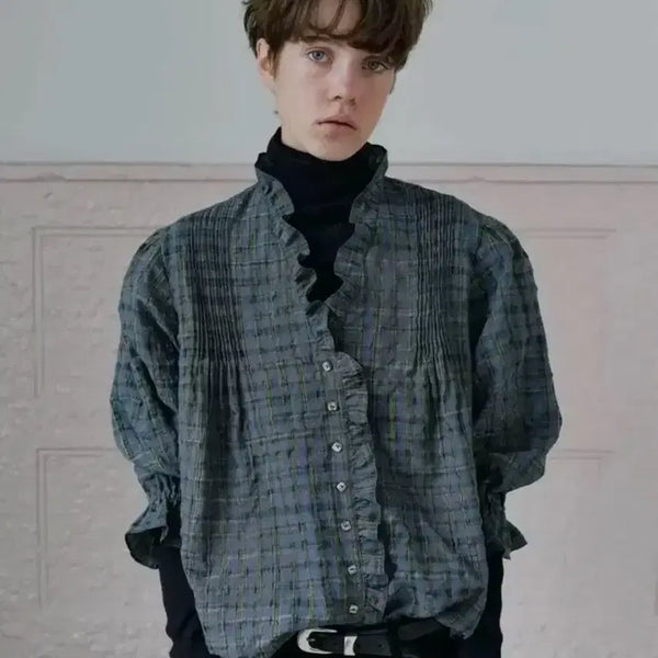 [BUNJANG] VIA PLANAIN Checkered Blouse / 비아플레인 체크 블라우스