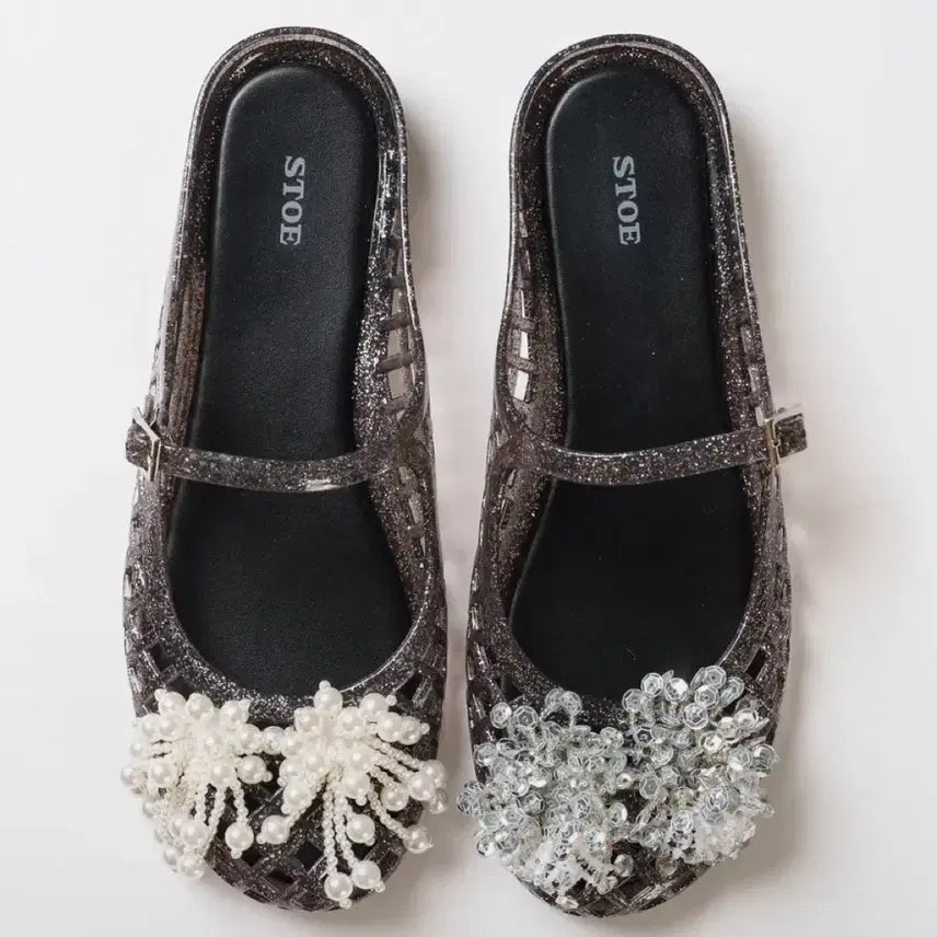 [BUNJANG] STOW Cielo Glow Jelly Shoes with Beads / 스토 시엘 글로우 젤리슈즈 (*비즈장식포함!!)