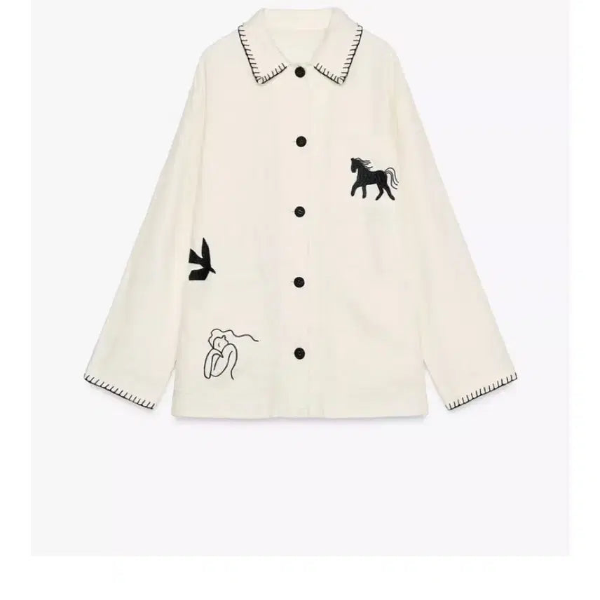 [BUNJANG] Zara Linen Embroidered Overshirt S / zara 자라 리넨 자수 오버셔츠 s (bode 보디)