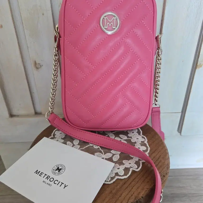 [BUNJANG] Metoro City Quilting Crossbody Bag Pink / (새상품) 메트로시티 퀼팅 핑크 크로스백