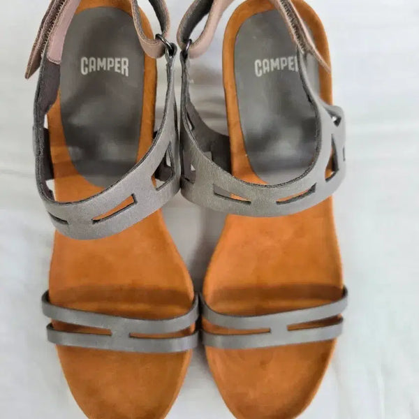 [BUNJANG] Camper Suede Wedge Heel Sandals / 캠퍼 스트랩  웨지힐 샌들 38