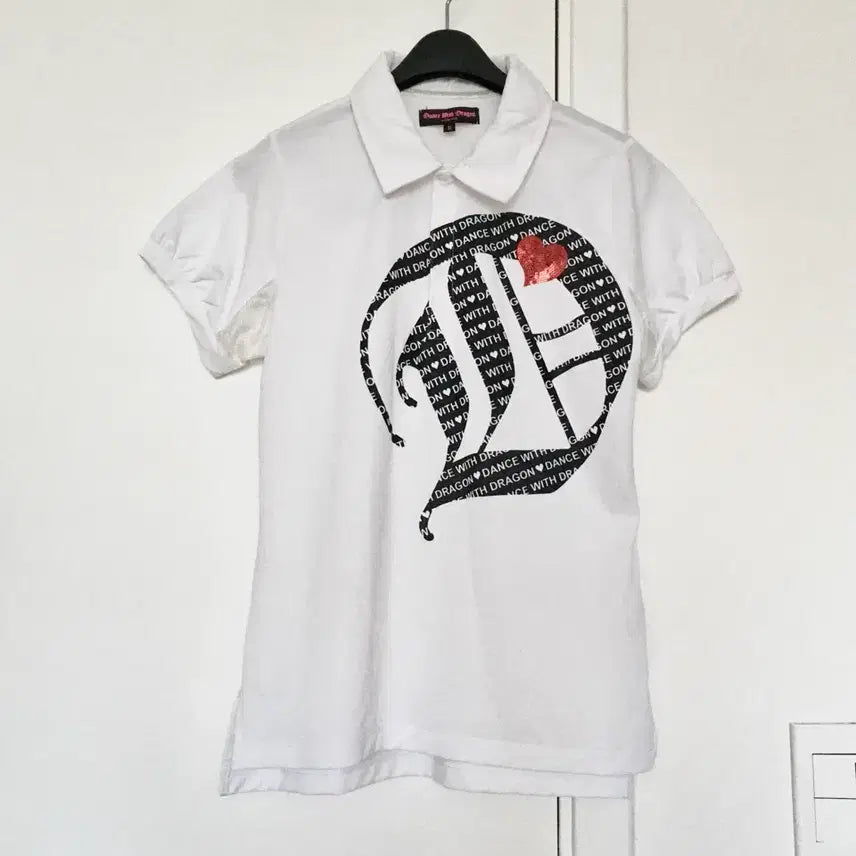 [BUNJANG] Dance With Dragon Y2K Sequin Heart Polo Top / dance with dragon y2k 폴로탑