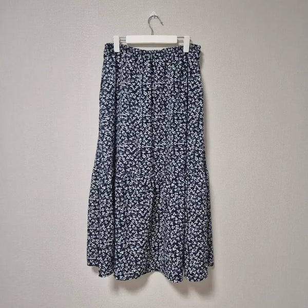 [BUNJANG] Navy Floral Pattern Long Skirt (Plus Size) / 네이비 플라워 패턴 롱 스커트 2XL 99~110 빅사이즈
