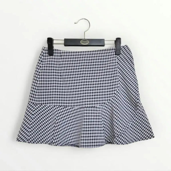 [BUNJANG] Women's Mini Check Skirt with Frills / 새상품 여성 미니 스커트 55 치마 체크 스커트 프릴 여자 스커트 새제품