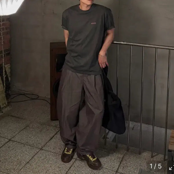 [BUNJANG] Zero Nylon Deep One-Tuck String Pants Charcoal M / 새상품) 제로 나일론 딥 원턱 스트링 팬츠 차콜 M