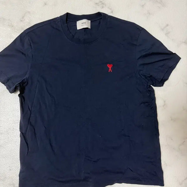 [BUNJANG] AMI Half Sleeve T-Shirt Navy / 아미 반팔티 네이비