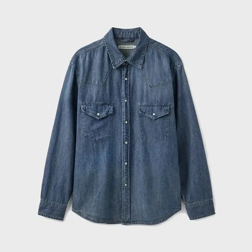 [BUNJANG] Branded Western Denim Shirt Mid Blue L / [L] 브랜디드 웨스턴데님셔츠 미드블루