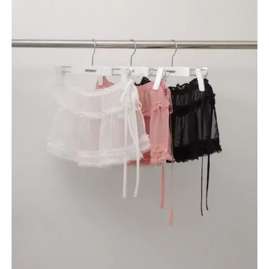 [BUNJANG] AMOMNT Layered Skirt Pink / 아미먼트 레이어드 스커트 핑크 미엘 언더비 메리온