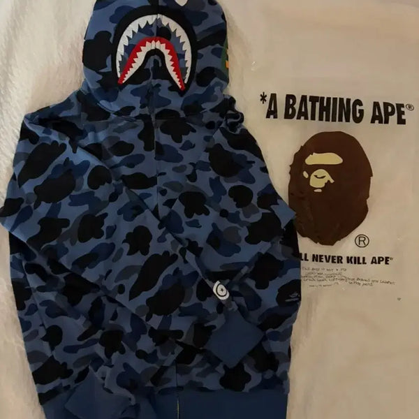 [BUNJANG] Bape Camo Full Zip Hoodie Blue / 베이프 카모 후드집업 블루