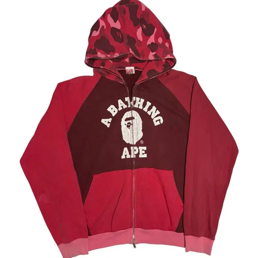 [BUNJANG] Bape 2005 OG Nigo Season Red Camo College Hoodie M / [정품] 베이프 2005 OG 니고시즌 적계 카모 컬리지 후드집업 M