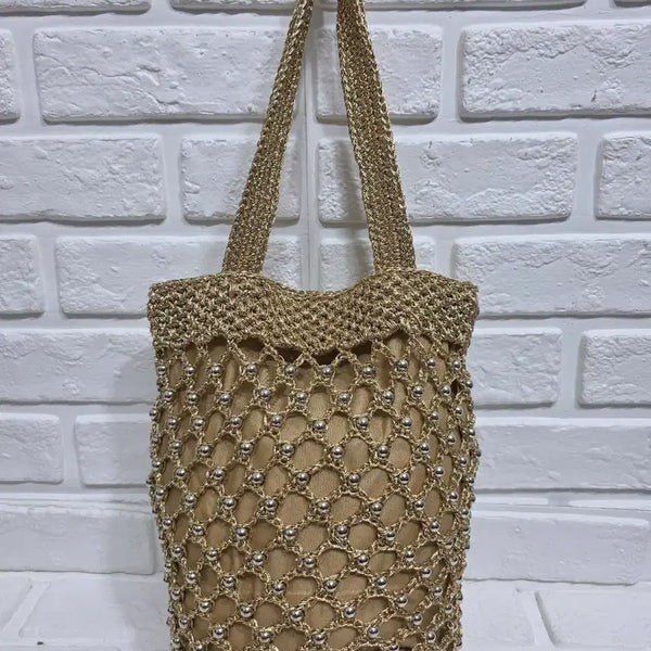 [BUNJANG] Hansem Rouge & Lounge Gold Metallic Tote Bag / 한섬 루즈앤라운지 골드 토드백