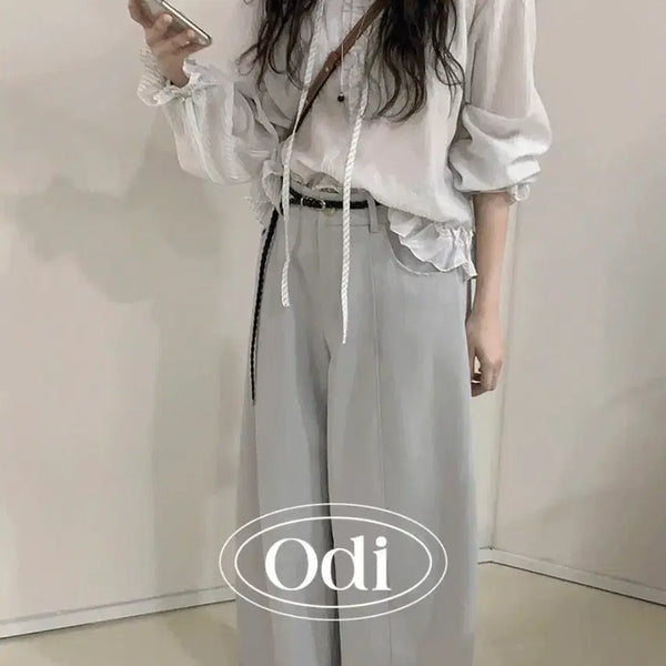 [BUNJANG] Audifeye Tirom Belt Set Pintuck Wide Pants / 새상품 오디파이 티롬 벨트 세트 핀턱 와이드 팬츠 S사이즈