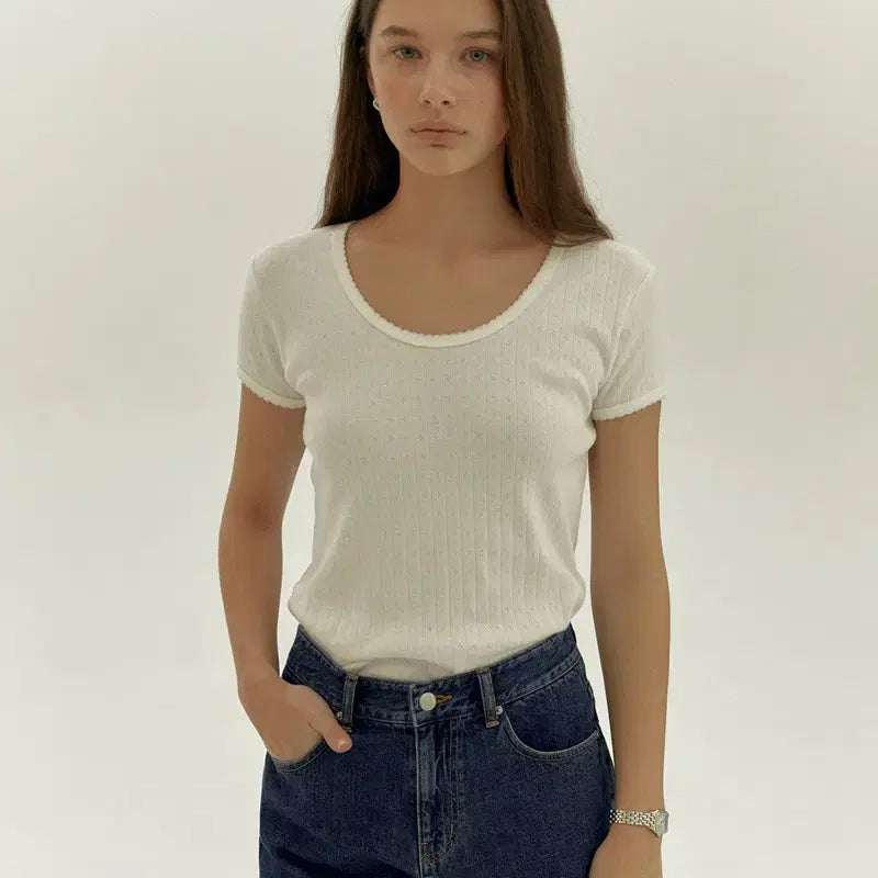 [BUNJANG] Shop M Baron Lace T-Shirt / shopm 샵엠 바론 레이스 티