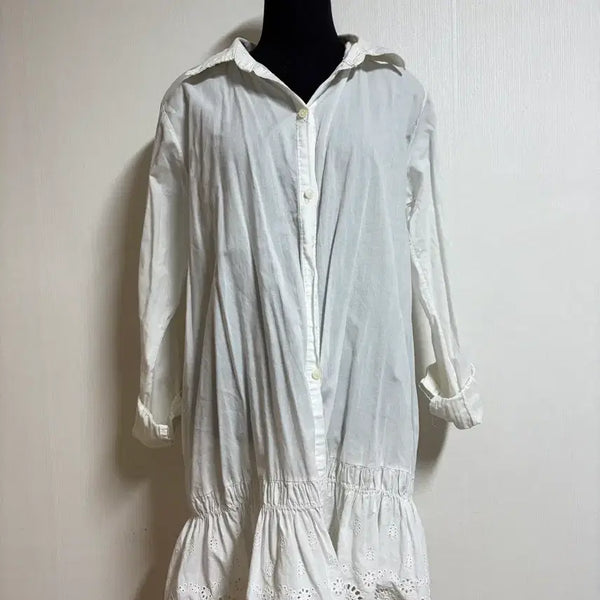 [BUNJANG] White Lace Long Blouse Shirt (Free Size) / [ 새상품 ] 특가 롱 남방셔츠
