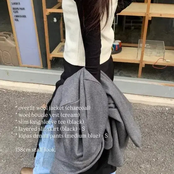 [BUNJANG] Beige Bowl Layered Slit Skirt / 베이지보울 layered slit skirt