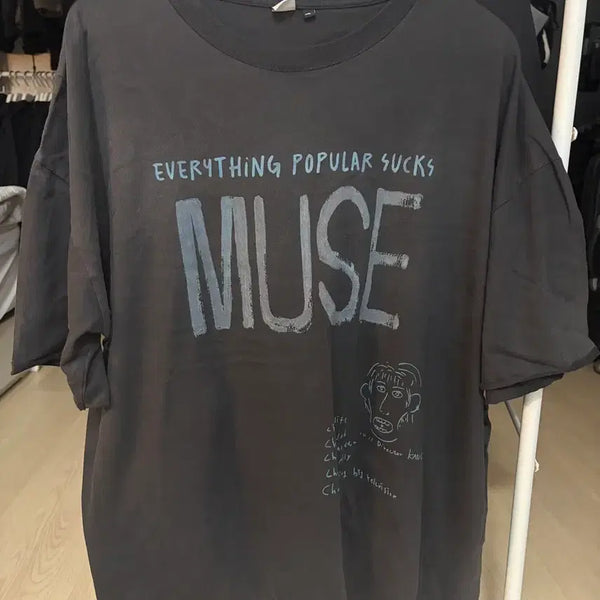 [BUNJANG] Polituru 1011 Muse Lettering T-shirt, Black / [4] 폴리테루 1011 뮤즈 레터링티 반팔 블랙