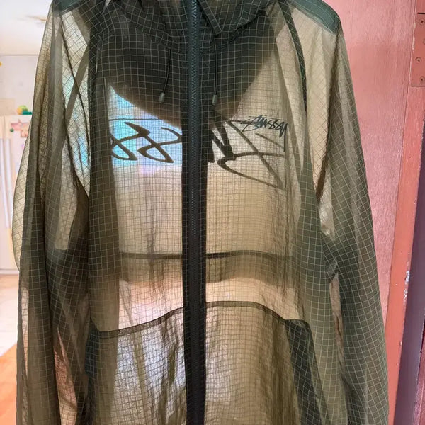 [BUNJANG] Stussy Beach Shell Transparent Ripstop Olive Extra Large Loose Fit Pants / 스투시 비치 쉘 트랜스패런트 립스탑 올리브 엑라사이즈 174/84 기준 루즈핏