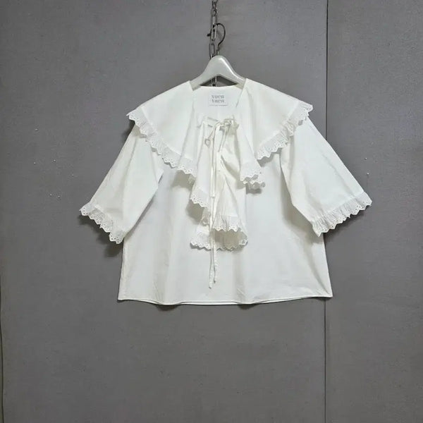 [BUNJANG] BOCA BACA Large Frill Collar Blouse F / 보카바카 큰프릴카라 블라우스 F  n7313