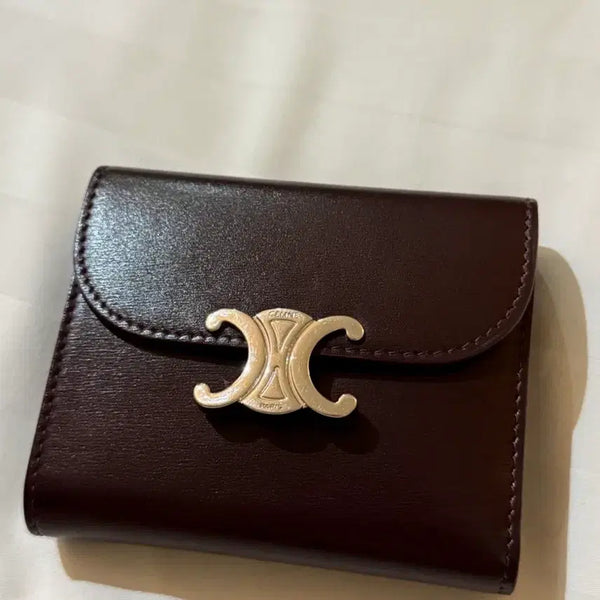 [BUNJANG] Celine Triomphe Flap Wallet Burgundy / (박스포함)급전 스몰 트리옹프 플랩 지갑 버건디
