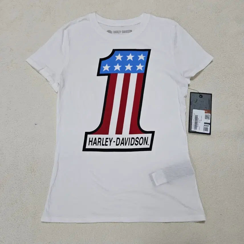 [BUNJANG] Harley-Davidson "Stars and Stripes" White T-Shirt / 할리데이비슨 성조기 #1 화이트 반팔티 급처
