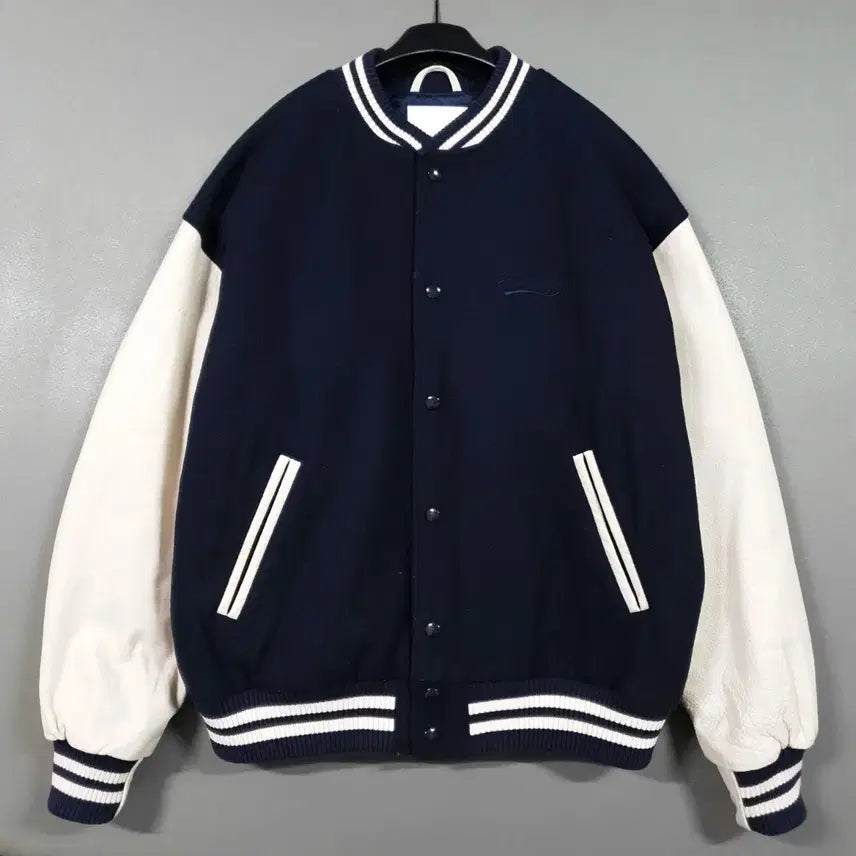 [BUNJANG] Espionage 25FW Standard Varsity Jacket Navy Cowhide XL / XL) 에스피오나지 신형 25FW 스탠다드 바시티 소가죽 자켓 네이비