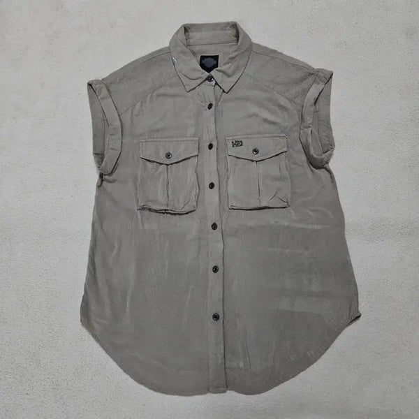 [BUNJANG] Harley-Davidson Western Rayon Sleeveless Rolled-Up Shirt / 할리데이비슨 웨스턴 레이온 롤업 민소매 급처