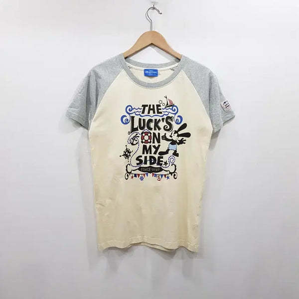 [BUNJANG] Disney Oswald Graphic Raglan Short Sleeve T-Shirt Women's M / R777 OSWALD 디즈니 캐릭터 그래픽 래글런 반팔 티셔츠 여M