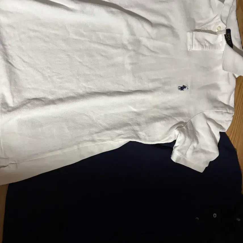 [BUNJANG] Polo Ralph Lauren White & AMI Navy Cotton Short-Sleeve Polo Shirts Bundle (Size M) / 폴로 랄프로렌 흰색 반팔 카라티 / 아미 네이비 반팔 카라티