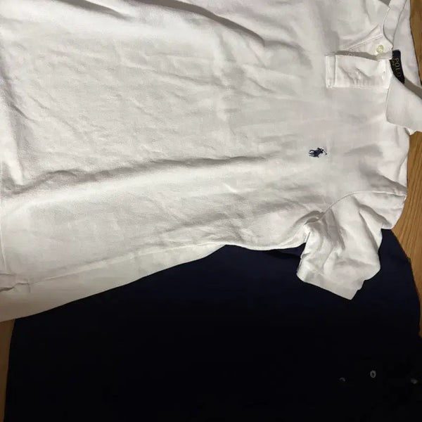 [BUNJANG] Polo Ralph Lauren White & AMI Navy Cotton Short-Sleeve Polo Shirts Bundle (Size M) / 폴로 랄프로렌 흰색 반팔 카라티 / 아미 네이비 반팔 카라티