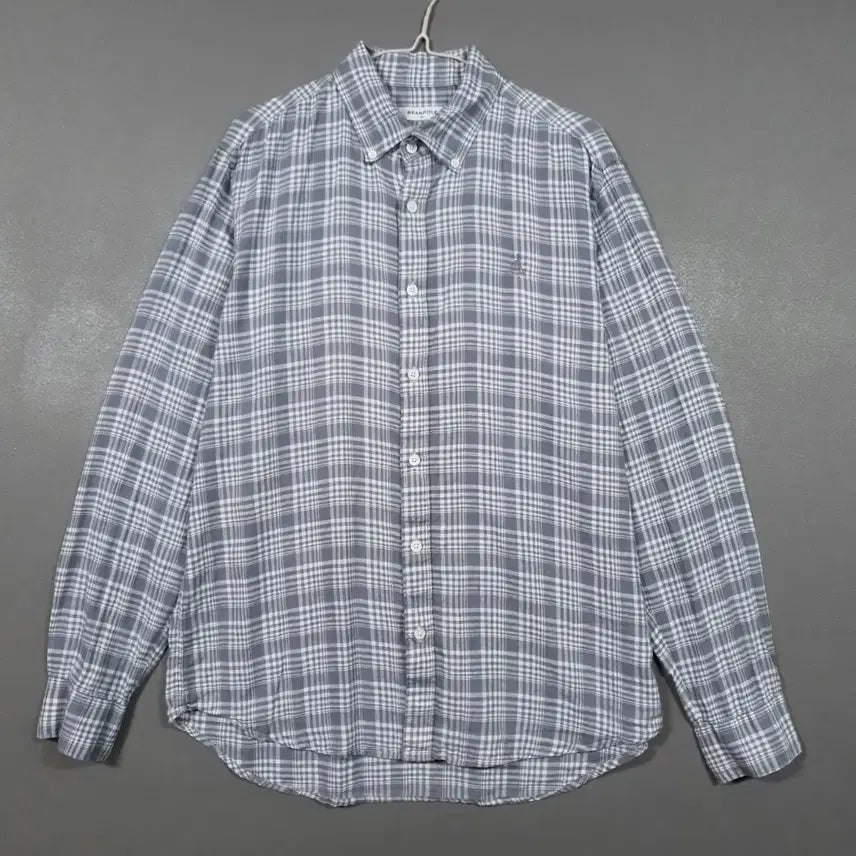 [BUNJANG] Beanpole 30th Anniversary 19SS Collaboration Check Linen Shirt (Size 100) / 100) 빈폴 신형 19ss 30주년 기념 그레이 콜라보 체크 린넨 마 셔츠