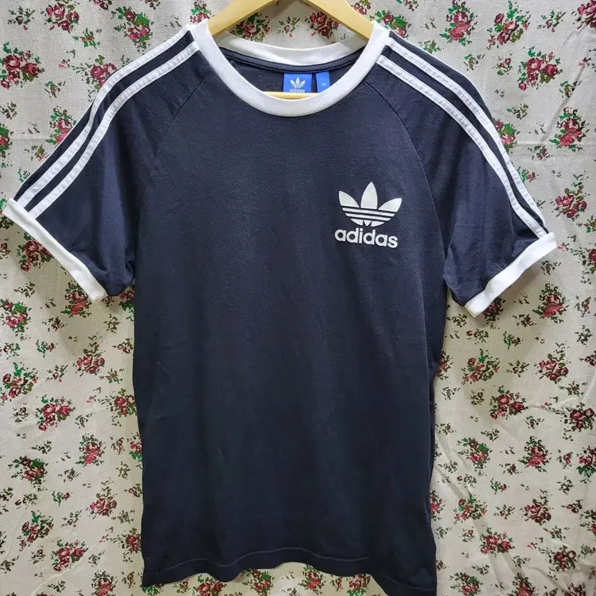 [BUNJANG] Adidas Big Logo Trefoil 3-Stripes T-Shirt Navy / 588 ) 빅~로고 아디다스 3선 반팔티 네이비 100 최상급 깨끗