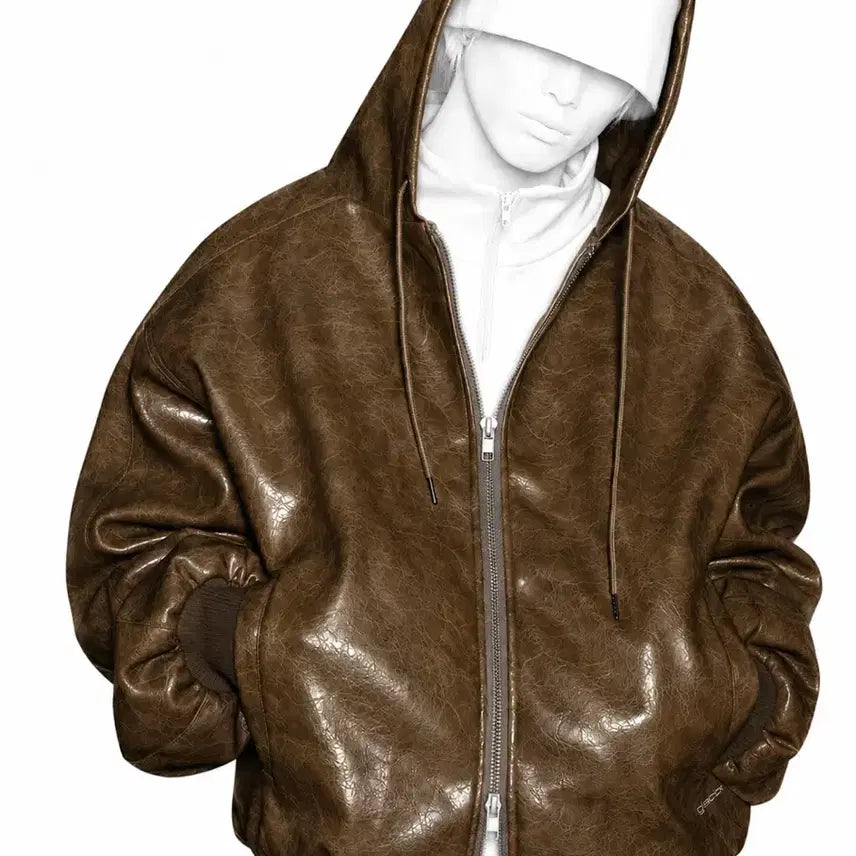 [BUNJANG] Glacce Leather Hooded Jacket / 글랙 가죽후드 자켓 (희귀매물)