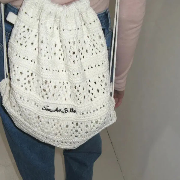 [BUNJANG] Somewhere Butter Yogurt Knit String Bag / 썸웨어버터 요거트 니트 스트링 백