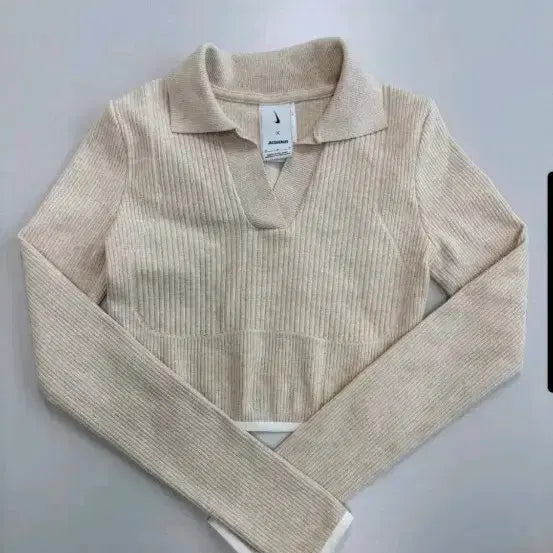 [BUNJANG] Nike x Jacquemus Ribbed Crop Knit Top (Haerin Worn) / [정품/해린착용] 나이키 x 자크뮈스 골지 크롭 니트 탑