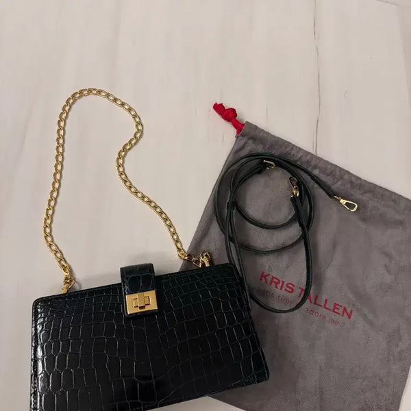 [BUNJANG] Kris Tallen Crocodile Leather Maro Shoulder Crossbody Bag / 크리스탈렌 악어가죽 마로 숄더 크로스백