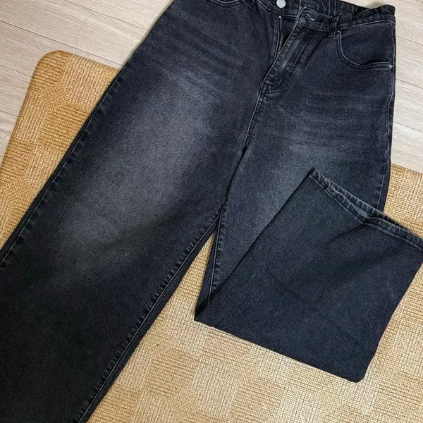 [BUNJANG] Black Washing Wide Denim Pants / 흑청 블랙 워싱 와이드데님팬츠