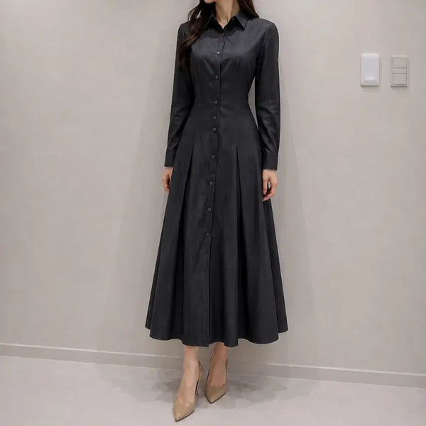 [BUNJANG] Denim Shirt Dress / 데님 셔츠 원피스 (총장 118, 가슴 42, 허리 38)