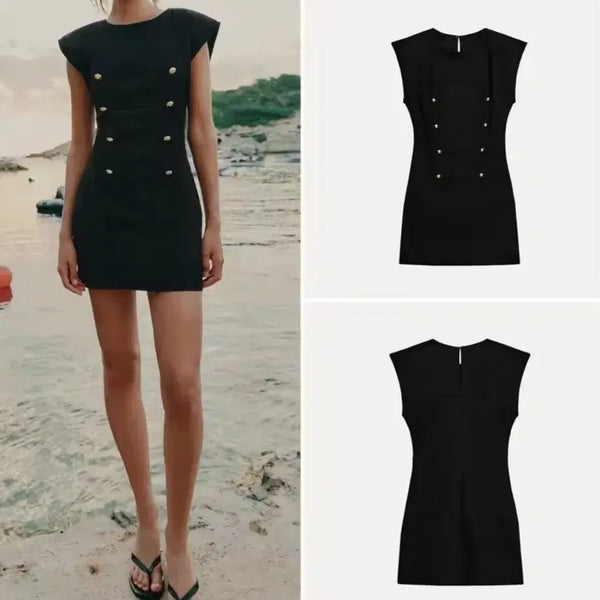 [BUNJANG] Cubic Black One-Piece Dress / 큐빅 블랙 원피스