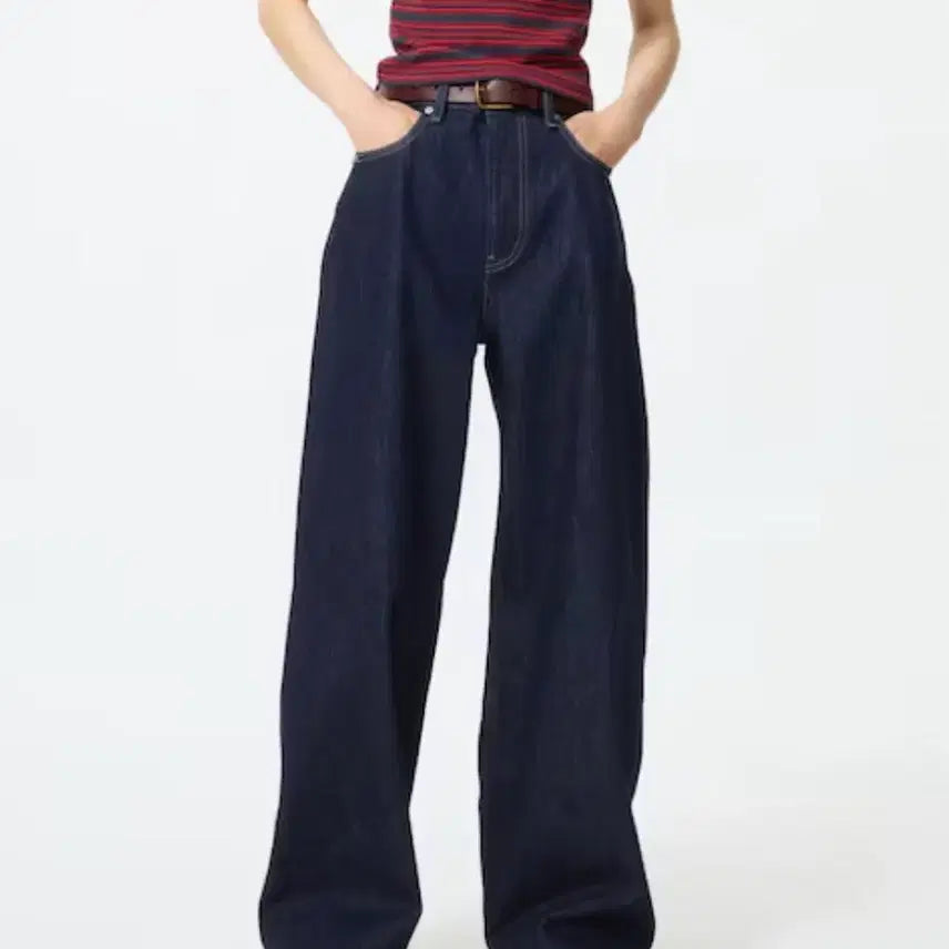 [BUNJANG] Uniqlo High Rise Wide Jeans / (W) 유니클로 하이라이즈와이드진 23사이즈