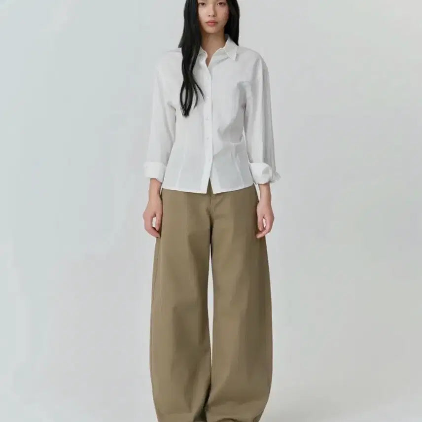 [BUNJANG] Musinsa Standard Women's Cotton Curved Pants Beige / 무신사 스탠다드 무탠다드 우먼즈 코튼 커브드 팬츠 베이지