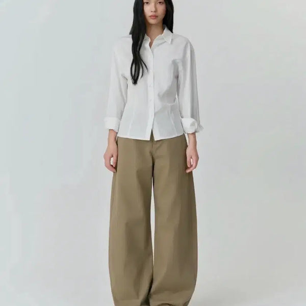[BUNJANG] Musinsa Standard Women's Cotton Curved Pants Beige / 무신사 스탠다드 무탠다드 우먼즈 코튼 커브드 팬츠 베이지