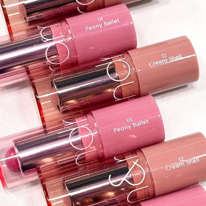 [BUNJANG] Rom&nd Glasting Lip & Cheek Mini (01 Peony Ballet) Limited Edition Blusher Tint Balm Lipstick / 롬앤 글래스팅 립 앤 치크 미니 01 피오니 발레 한정판 단종템 블러셔 치크 틴트 립밤 립스틱 봄웜 여쿨 갈웜 겨쿨 뮤트 라이트 브라이트 클리어 트루 딥 페일