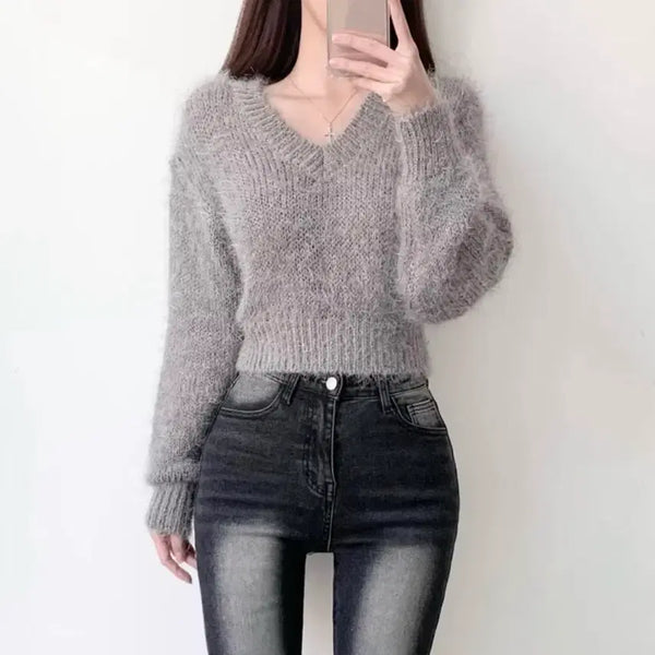 [BUNJANG] Ably Angora Winter Knit Sweater Gray / 에이블리 앙고라 그레이 회색 겨울 니트
