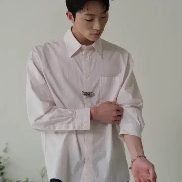 [BUNJANG] Waviness Origami Stripe Shirt Pink / 2)웨이비니스 오리가미 스트라이프 셔츠 핑크