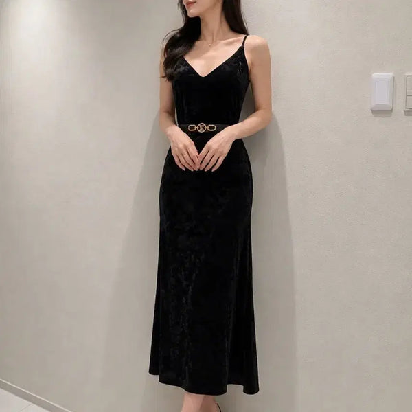 [BUNJANG] Velvet Slip Long Dress / 벨벳 슬립 롱 원피스