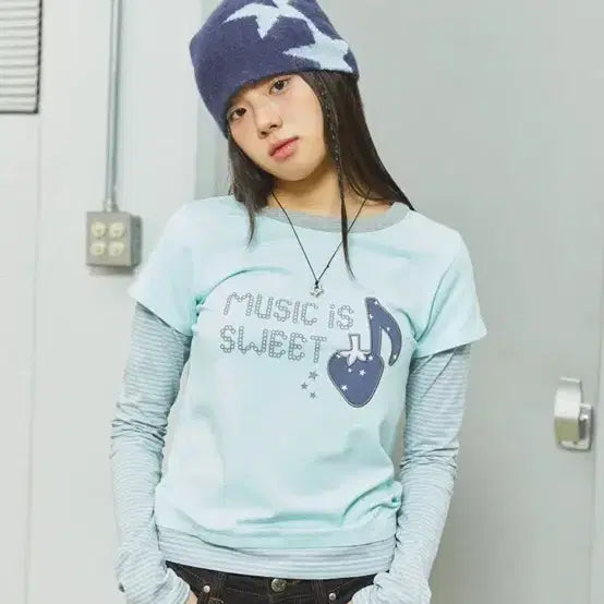 [BUNJANG] Kavici W Strawberry Layered LS Tee Mint / 카비시 W STRAWBERRY LAYERED LS TEE MINT