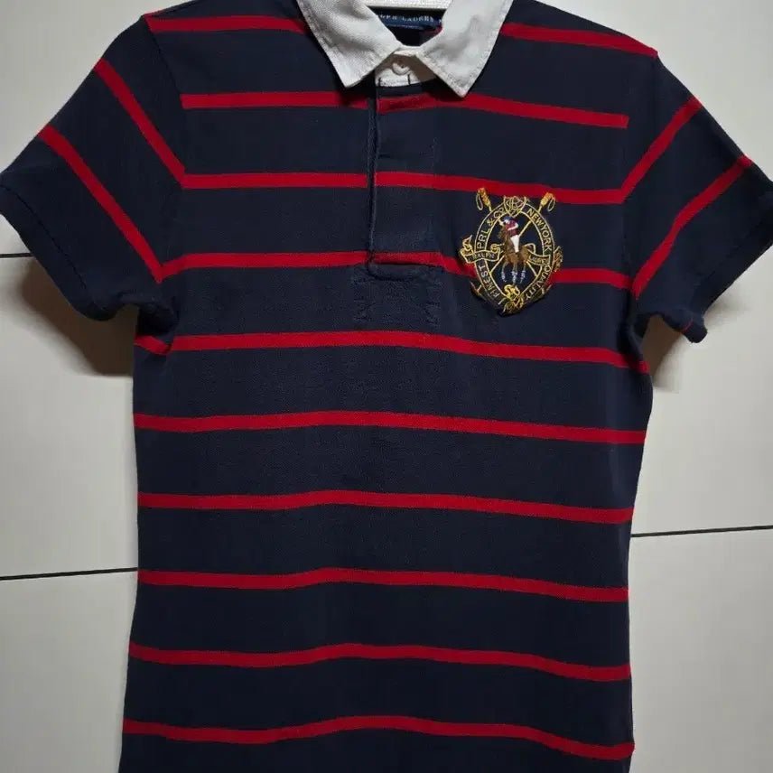 [BUNJANG] Polo Ralph Lauren Women's Big Pony Chieftain Stripe Rugby Short Sleeve T-Shirt / 폴로 랄프로렌 여성 빅포니 치프키프 스트라이프 럭비 카라 반팔 티셔츠