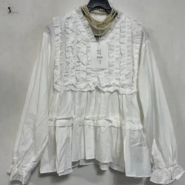[BUNJANG] Frill Blouse Cotton Ruffle / 택ㅇ특가새)N6882 프릴 블라우스.면.캉캉