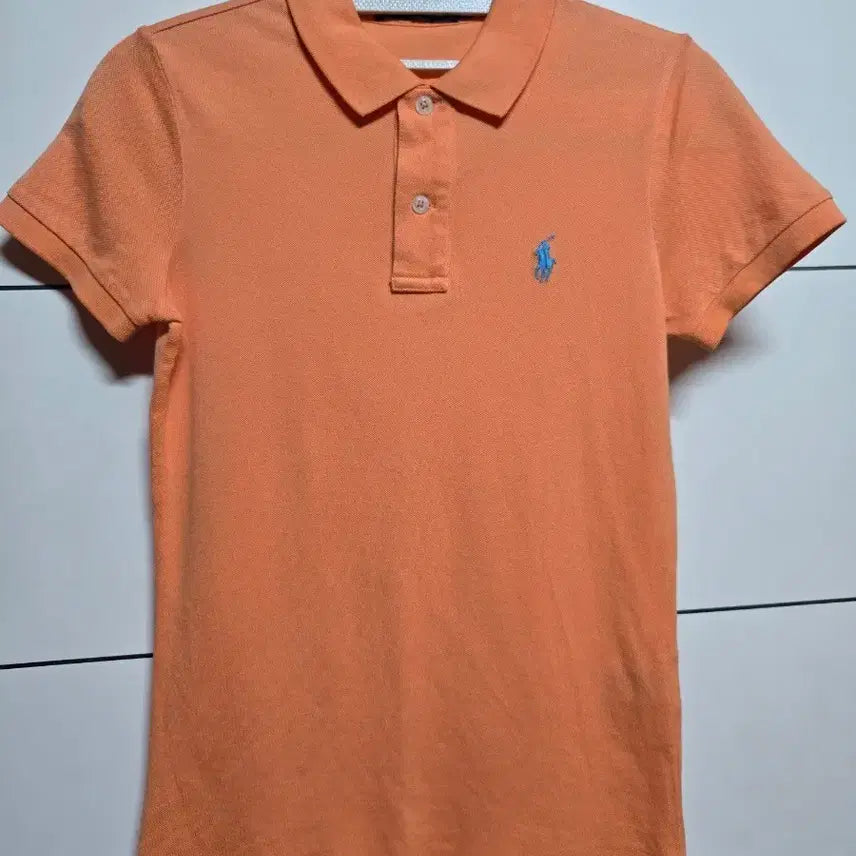 [BUNJANG] Polo Ralph Lauren Women's Orange Embroidered Pony Logo Short Sleeve Polo Shirt M / 폴로 랄프로렌 여성 카라 반팔티