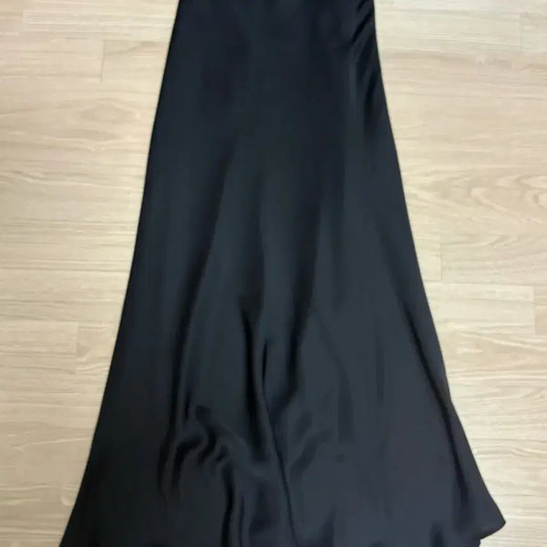 [BUNJANG] Satin Mermaid Long Skirt with Back Elastic / 새틴 롱 스커트 블랙 머메이드 뒷밴딩